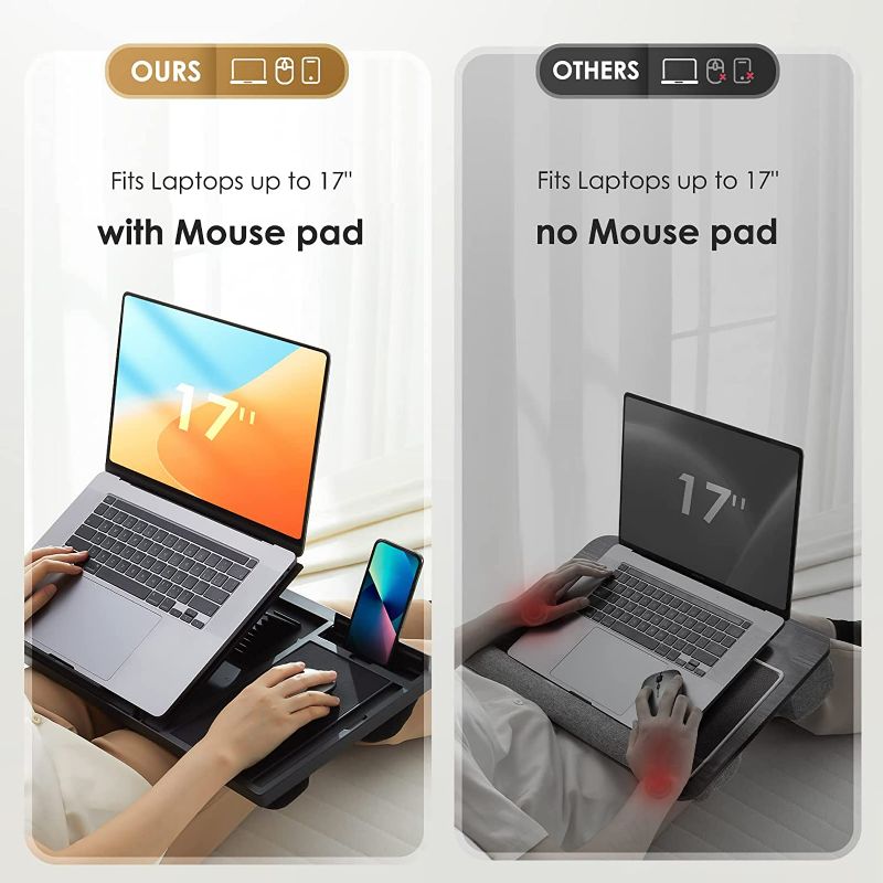 Photo 1 of LORYERGO Laptop Lap Desk with Cushion, 8 Angle Adjustable, Lap Desk for Laptop 17 Inches w/Mouse Pad & Cellphone Slot, Laptop Stand for Bed & Couch, Laptop Riser for Home & Office