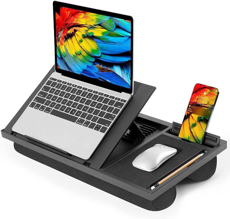 Photo 1 of LORYERGO Laptop Lap Desk with Cushion, 8 Angle Adjustable, Lap Desk for Laptop 17 Inches w/Mouse Pad & Cellphone Slot, Laptop Stand for Bed & Couch, Laptop Riser for Home & Office