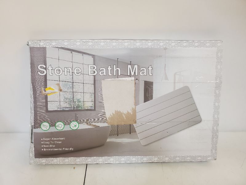 Photo 3 of Sutera Stone Bath Mat, Diatomaceous Earth Bath Mat,  for Bathroom, Super Absorbent Bath Mat, Drying Mat for Kitchen Counter Light Grey