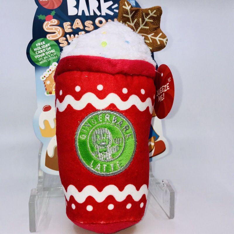 Photo 1 of Bark Box BARK Gingerbark Latte Dog Toy - White/Red Christmas