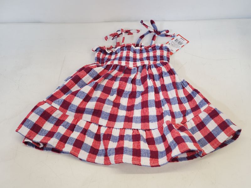 Photo 2 of  Cat & Jack  - Toddler Girls Plaid Smocked Tank Top Dress - Red,White, and Blue- size 12m 