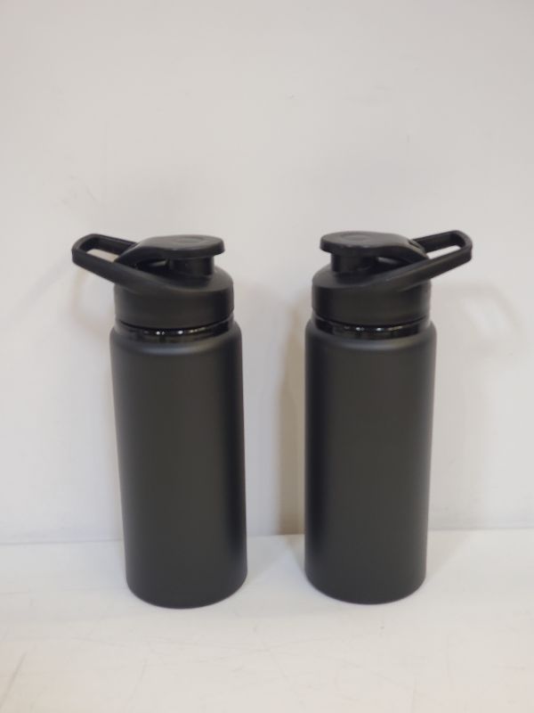 Photo 3 of Pack of 2 -  Water Bottle with carrying handle - Matte Black