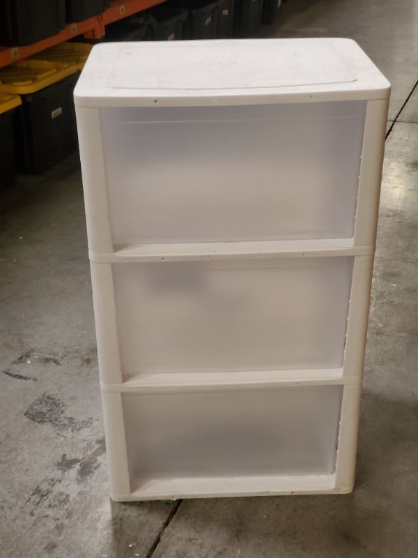 Photo 4 of Sterilite Three Drawer Wide Cart with Clear Drawers