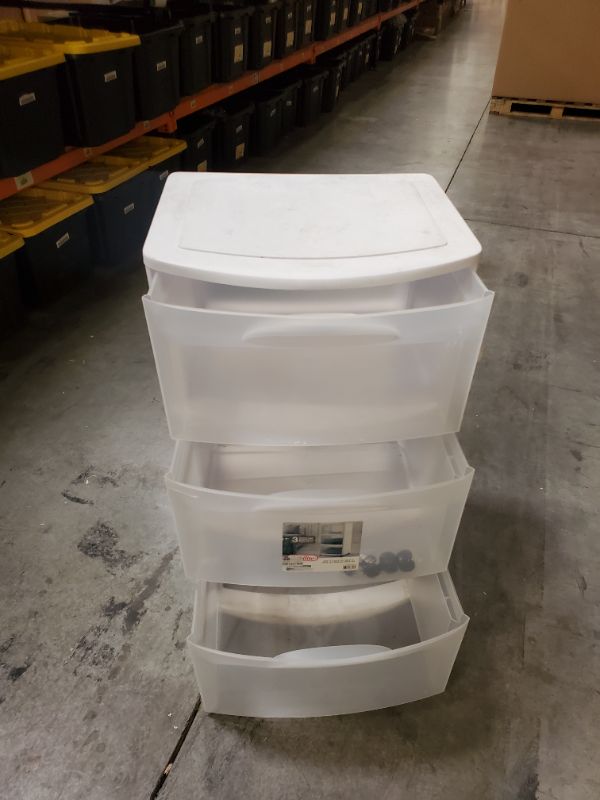 Photo 6 of Sterilite Three Drawer Wide Cart with Clear Drawers