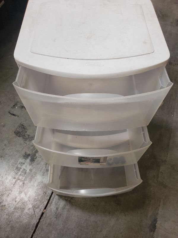 Photo 7 of Sterilite Three Drawer Wide Cart with Clear Drawers