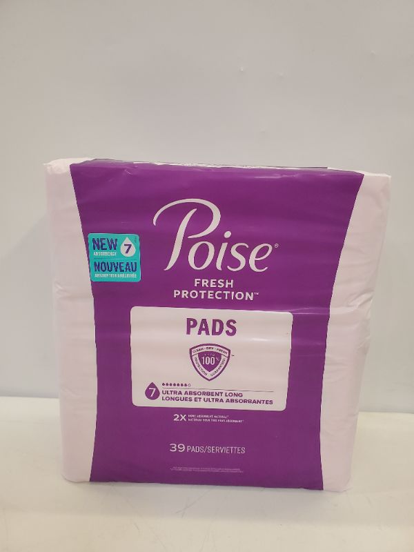 Photo 2 of Poise Incontinence Pads & Postpartum Incontinence Pads, 7 Drop Ultra Absorbency, Long Length, 39 Count
