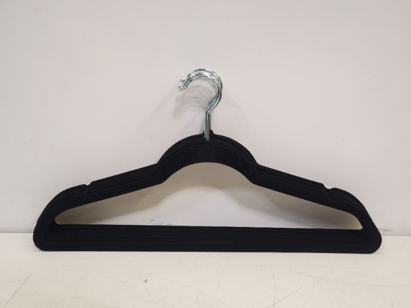 Photo 4 of 10 Piece Super Slim Velvet Huggable Hangers in Black