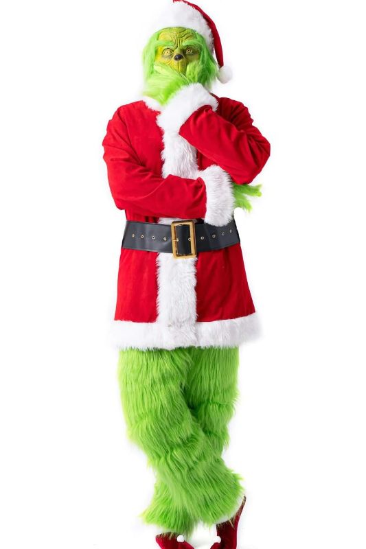 Photo 1 of Adult Santa Grinch Costume Outfit For Christmas, Faux Fur