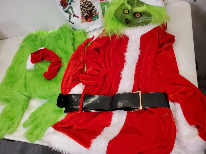 Photo 2 of Adult Santa Grinch Costume Outfit For Christmas, Faux Fur