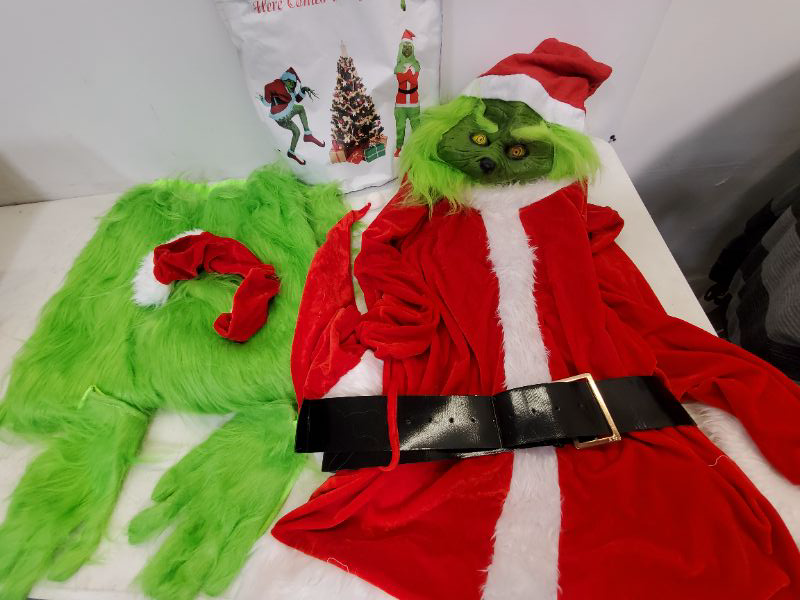 Photo 3 of Adult Santa Grinch Costume Outfit For Christmas, Faux Fur