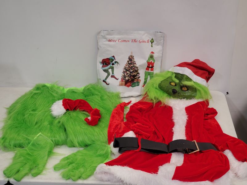 Photo 4 of Adult Santa Grinch Costume Outfit For Christmas, Faux Fur