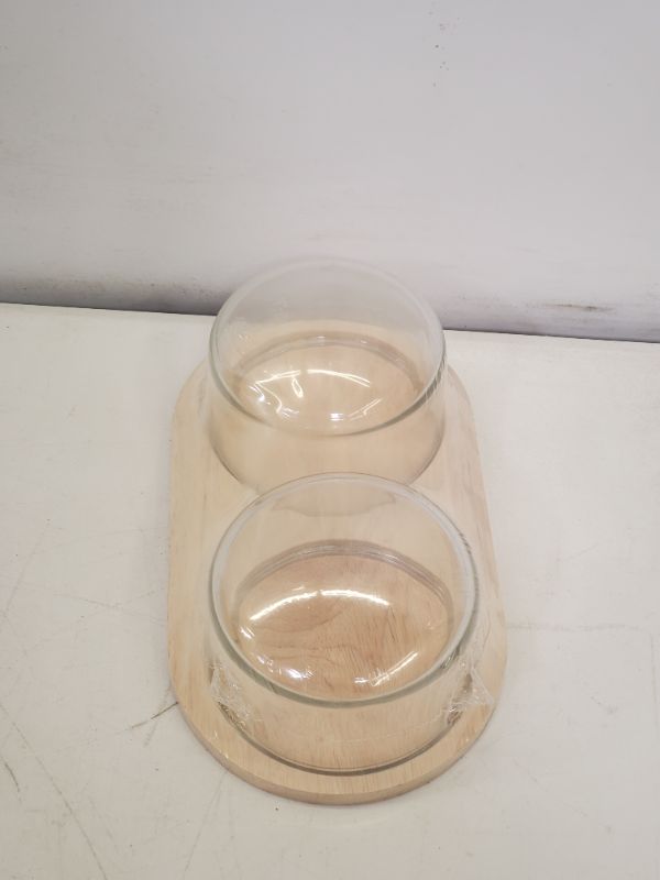 Photo 3 of New Mini Cloche Appetizer Tray on Glass, Wood 8” X 2.5”