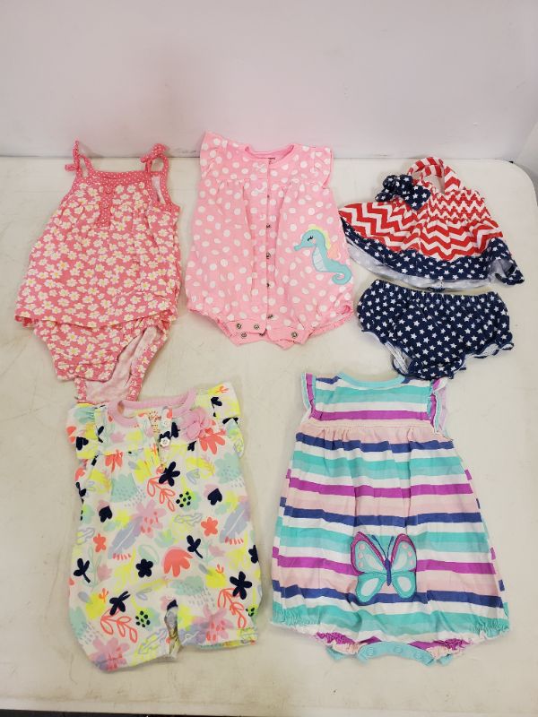 Photo 1 of 5 PIECE BABY GIRL SUMMER OUTFIT LOT - CLOTHING SIZE VARIES (3M-9M)