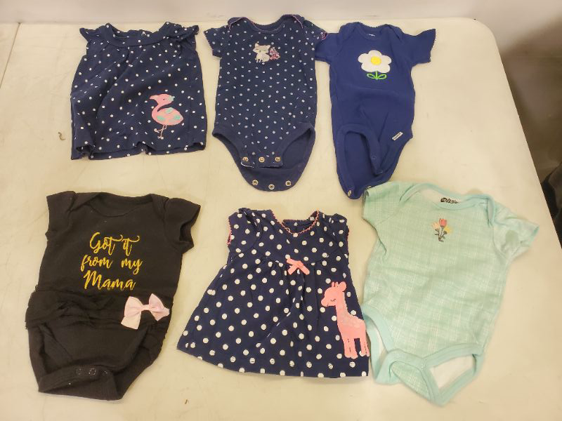 Photo 1 of 6 PIECE BABY GIRL TOP LOT - CLOTHING SIZE VARIES (0M-9M)