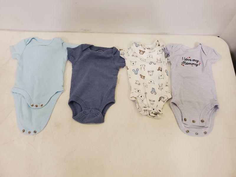 Photo 1 of 4 PIECE BABY TOP LOT -  CLOTHING SIZE VARIES (0M-9M)