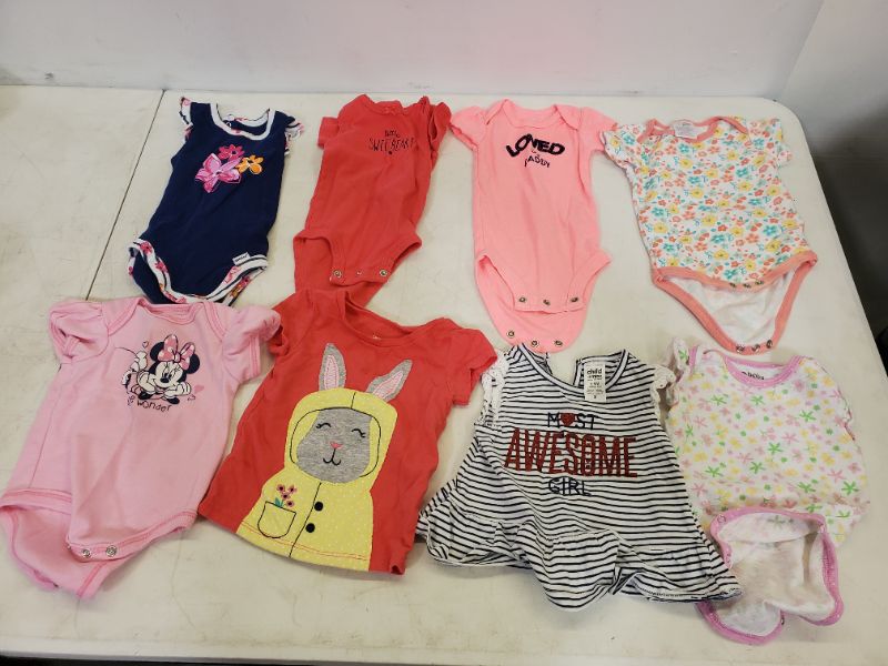 Photo 1 of 8 PIECE BABY GIRL TOP CLOTHING LOT - CLOTHING SIZE VARIES (0M-12M)