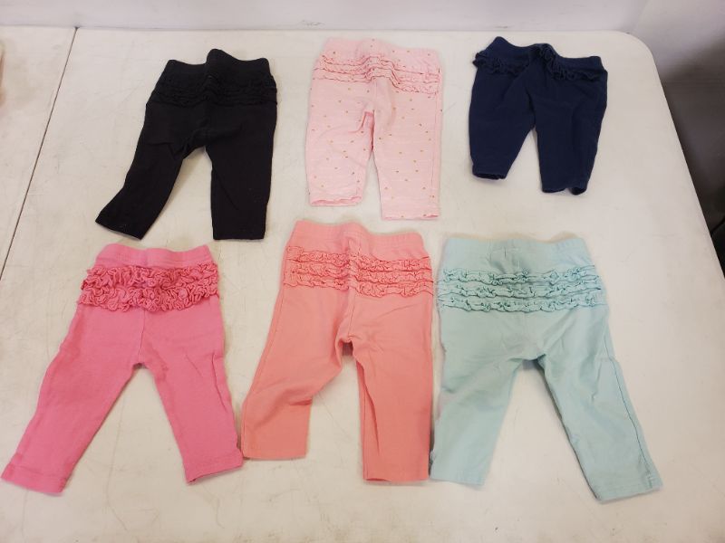 Photo 1 of 6 PIECE BABY GIRL BOTTOMS-  CLOTHING SIZE VARIES (0M-9M)