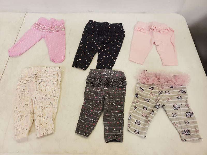 Photo 1 of 6 PIECE BABY GIRL BOTTOMS-  CLOTHING SIZE VARIES (0M-9M)