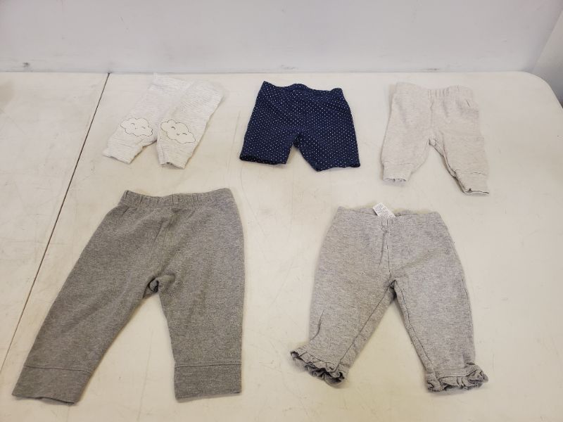 Photo 1 of 6 PIECE BABY  BOTTOMS LOT-  CLOTHING SIZE VARIES (0M-9M)