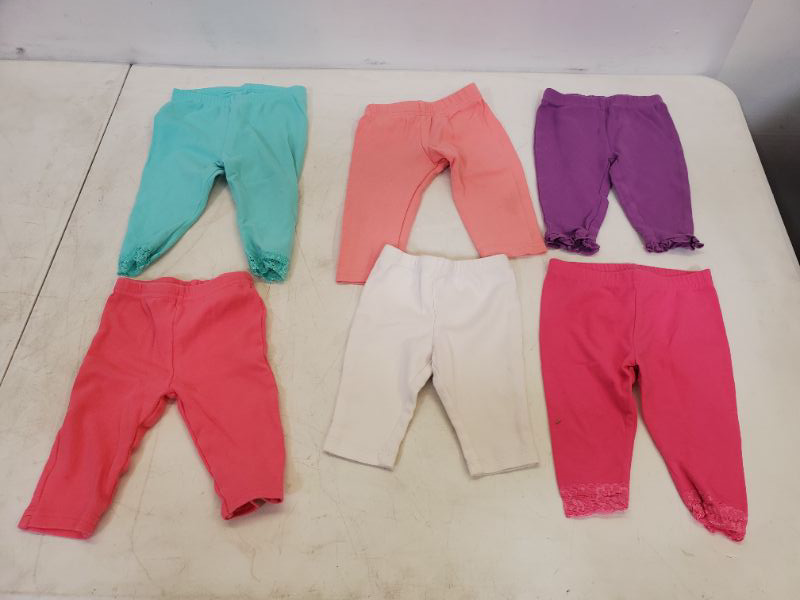 Photo 1 of 6 PIECE BABY GIRL SOLID COLOR BOTTOM LOT-  CLOTHING SIZE VARIES (0M-9M)