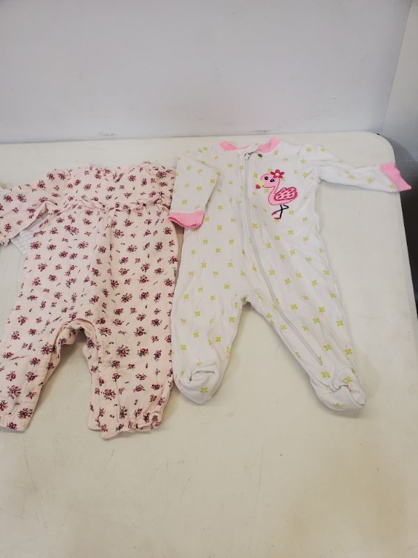 Photo 2 of 3 PIECE BABY GIRL ONESIES SLEEPERS-  CLOTHING SIZE VARIES (3M-9M)