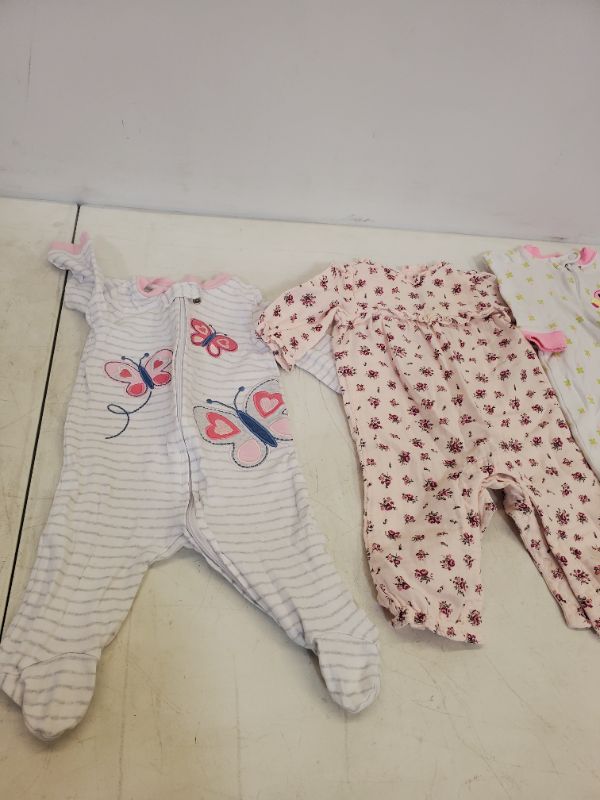 Photo 3 of 3 PIECE BABY GIRL ONESIES SLEEPERS-  CLOTHING SIZE VARIES (3M-9M)