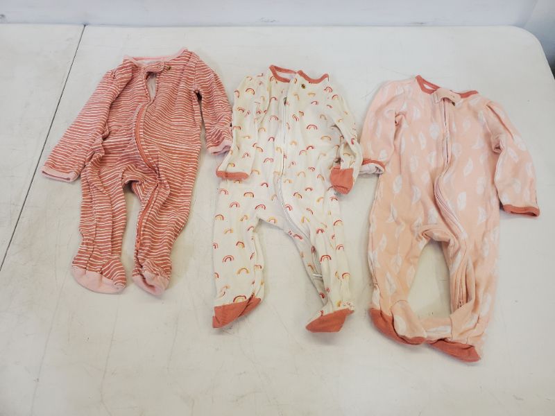 Photo 1 of 3 PIECE  BABY GIRL SLEEPERS LOT-SIZE VARIES  (3M-9M)