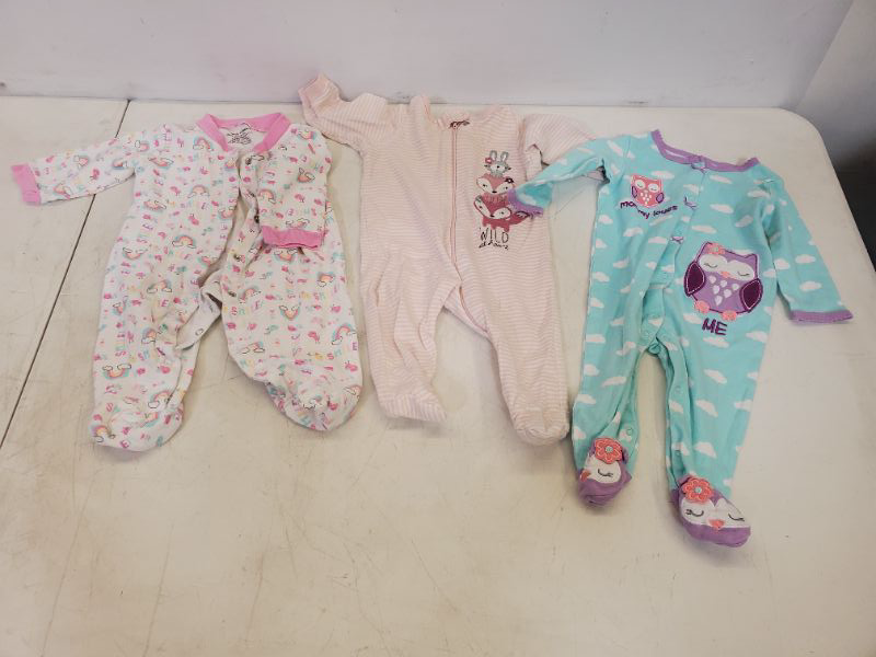 Photo 1 of 3 PIECE  BABY GIRL SLEEPERS LOT-SIZE VARIES  (3M-9M)