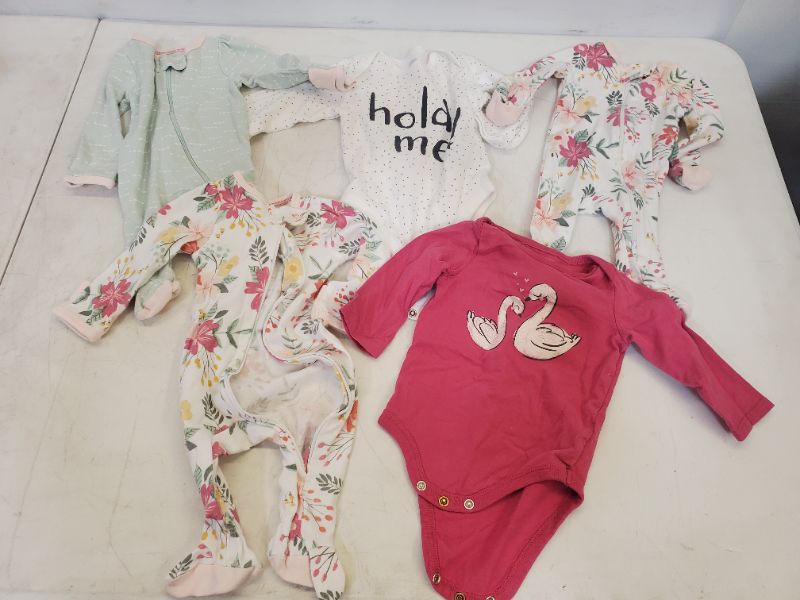 Photo 1 of 5 PIECE  BABY GIRL LONG SLEEVE ONESIES LOT-SIZE VARIES  (3M-9M)