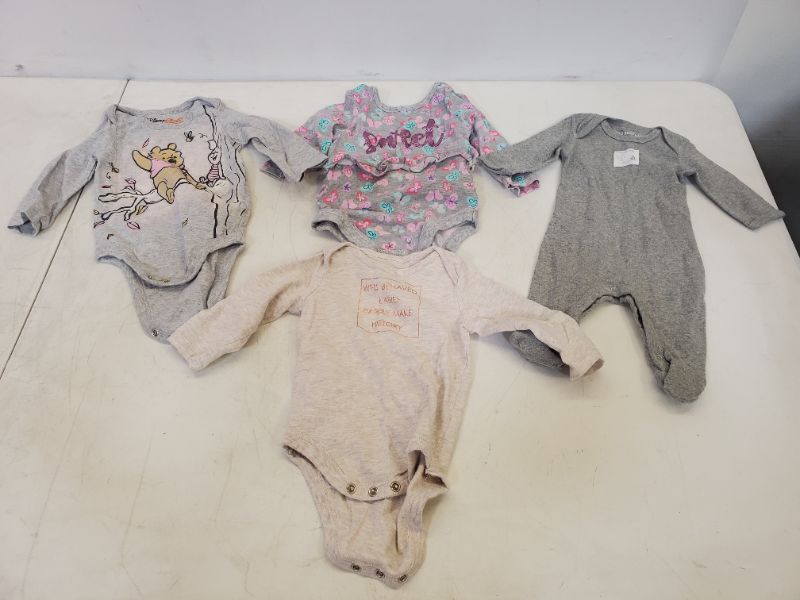 Photo 1 of 4 PIECE BABY LONG SLEEVE ONESIES LOT-SIZE VARIES  (3M-9M)