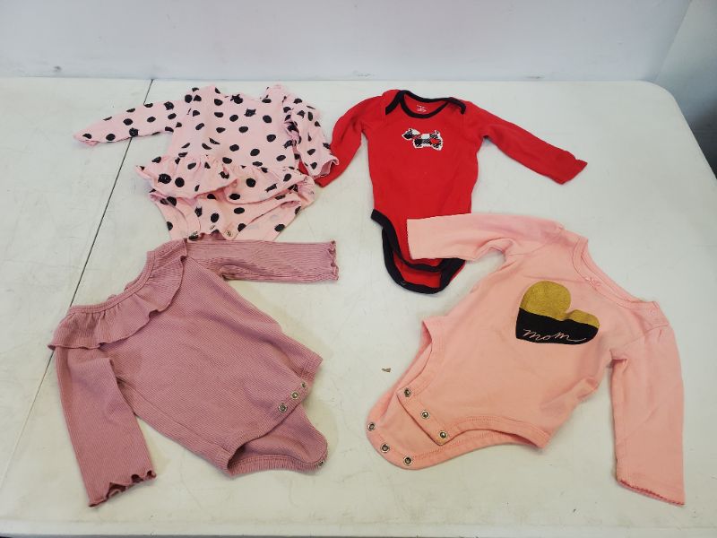 Photo 1 of 4 PIECE  BABY GIRL LONG SLEEVE ONESIES LOT-SIZE VARIES  (3M-9M)