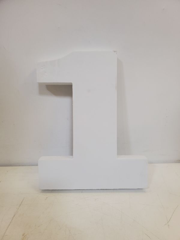 Photo 2 of 12 INCH NUMBER "1" WHITE FOAM LETTER 