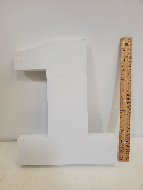 Photo 3 of 12 INCH NUMBER "1" WHITE FOAM LETTER 