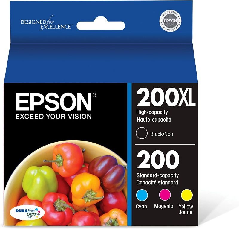 Photo 1 of EPSON T200 DURABrite Ultra Ink High Capacity Black & Standard Color Cartridge Combo Pack (T200XL-BCS) for select Epson Expression and WorkForce Printers, Black and color combo pack