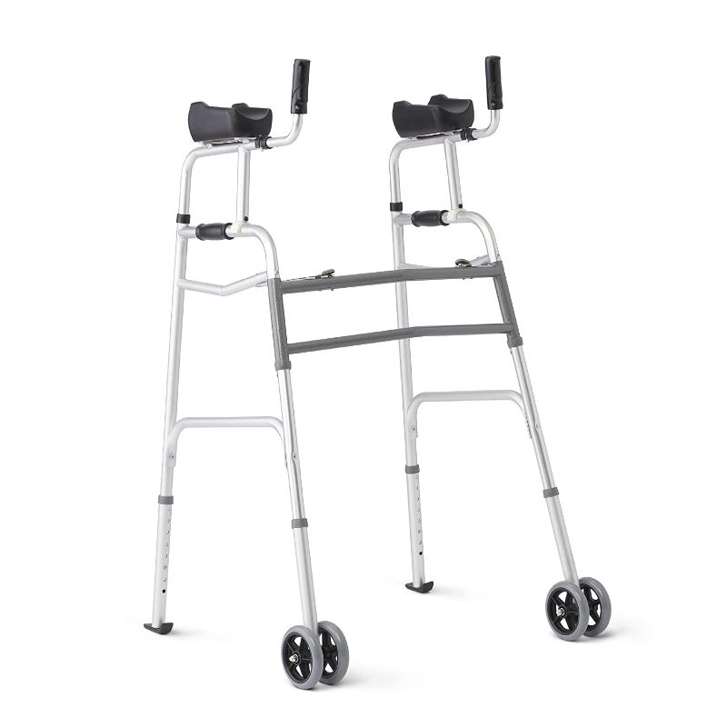 Photo 1 of Medline Upright Walker with 5” Dual Wheels, Forearm Walker with Armrests, Height Adjustable, 300lb Weight Capacity