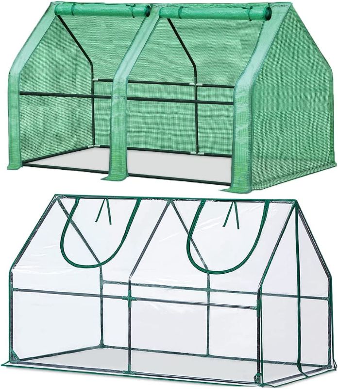 Photo 1 of Quictent Mini Greenhouse with 2 Covers, Mini Portable Green House with PE Cover&PVC Cover, Waterproof UV Protected Reinforced Cloche Indoor Outdoor Green house 71" W x 36" D x 36" H (2 Covers 1 Frame) 