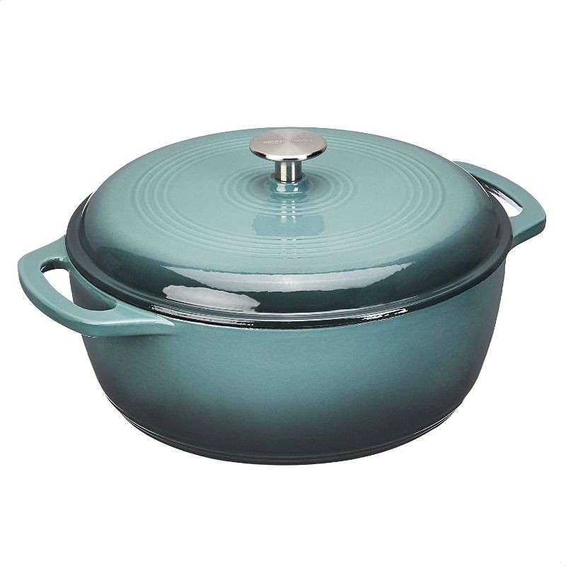 Photo 1 of Amazon Basics Enameled Cast Iron Covered Dutch Oven, 6-Quart, Grey
