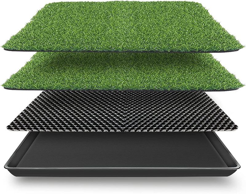 Photo 1 of OLONBIN Dog Grass Pads with Tray Fake Grass for Dogs to Pee On Artificial Potty Grass with Tray for Outdoor-Indoor Litter Box for Puppy Potty Training Collect Pets Pee
