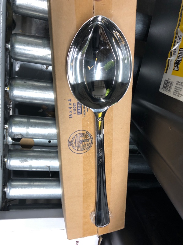 Photo 2 of 4 oz. (1/2 Cup) Portion Control Solid Spoon, Stainless Steel, Dishwasher Safe Serving Utensils by GET, BSRIM-21
