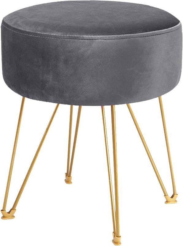 Photo 1 of **ACTUAL COLOR IS WHITE**
ERONE Round Footstool Ottoman Velvet Dressing Stool with Gold Metal Legs Upholstered Footrest,Makeup Chair Side Table for Kitchen Bedroom Living Room
