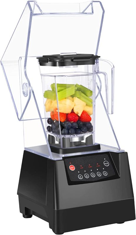 Photo 1 of SYBO Super Quiet Commercial Blender with Soundproof Enclosure, Self-Cleaning 4D Blades for Ice Crushing, Smoothies and Puree, Professional Countertop Blender, Black
