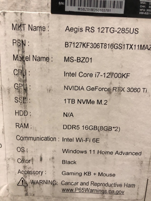 Photo 18 of MSI (Micro Star) AERS12TG285 Aegis Core i7 1TB SSD Windows 11 Home Gaming Desktop Computer44 Black