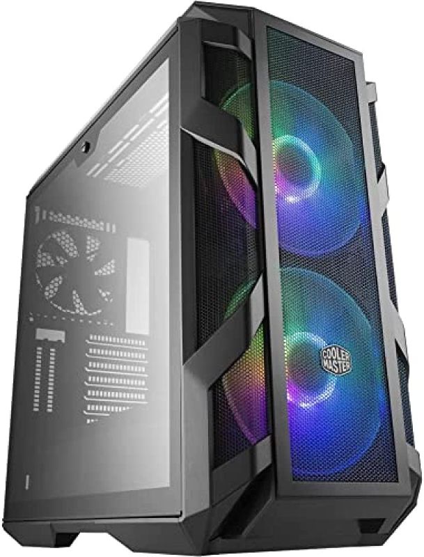 Photo 1 of Cooler Master MasterCase H500M ARGB Airflow ATX Mid-Tower with  Quad Tempered Glass Panels, Dual 200mm ARGB Fans, Type-C I/O Panel,  Vertical GPU Slots & ARGB Lighting System
