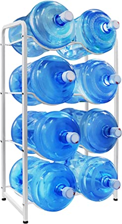 Photo 1 of 5 Gallon Water Jug Rack?white?-4-Tier Water Jug Holder Storage Rack for 8 Bottles? 4 Trays Detachable Heavy Duty Water Jug Organizer of Carbon Steel with Protect Floors Save Space for Office, Kitchen.
