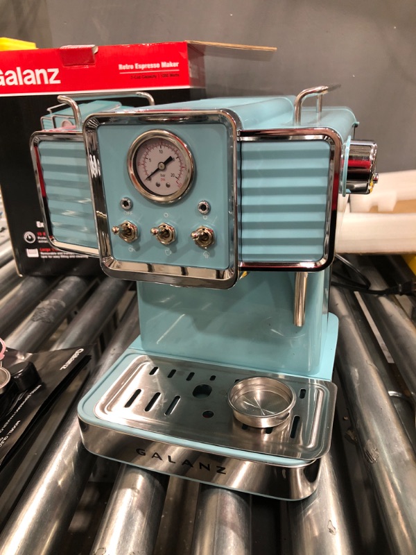 Photo 2 of 2- Cup Blue Espresso Machine with Retro Design