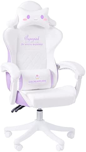 Photo 1 of WCG Gaming Chair Girls Cute Computer Armchair Office Home Swivel Lifting Adjustable Chair (Purple)
