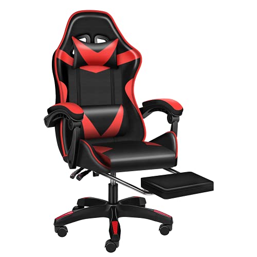 Photo 1 of ***MISSING COMPONENTS*** Gaming Office High Back Computer Leather Desk Mesh Ergonomic 180 Degrees Adjustable Swivel Task Chair with Headrest and Lumbar Support, 440lb Capacity,Red
