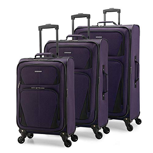 Photo 1 of U.S. Traveler Aviron Bay Expandable Softside Luggage with Spinner Wheels, Purple, 3-Piece Set
