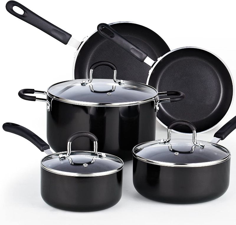 Photo 1 of  Cook N Home Nonstick Heavy Gauge Cookware Set, Black