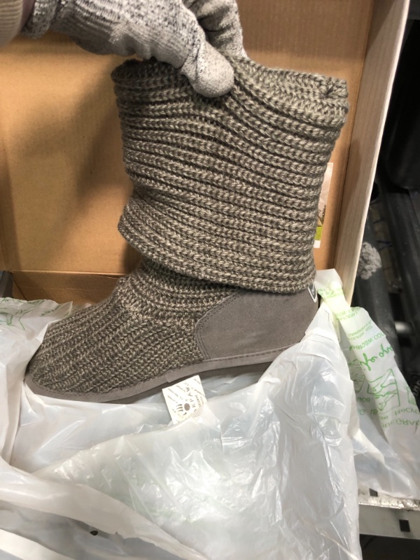 Photo 2 of Bearpaw Knit Tall Boots Womens 10 Gray Fold Over Cuff Suede Wool Pull On Comfort